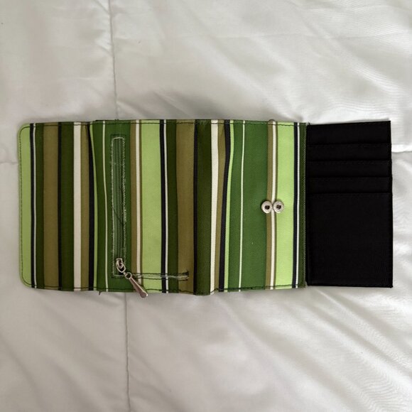 Fashion Bag with Matching Wallet Green Stripes Spring Shoulder Bag Summer Purse - Picture 12 of 13